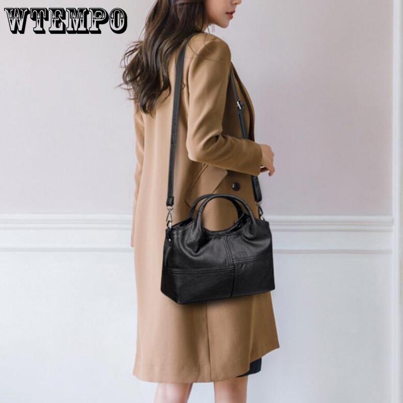 WTEMPO Hochwertige Damentasche, weiche PU-Lederhandtasche, Damen-Umhängetasche, solide Umhängetasche