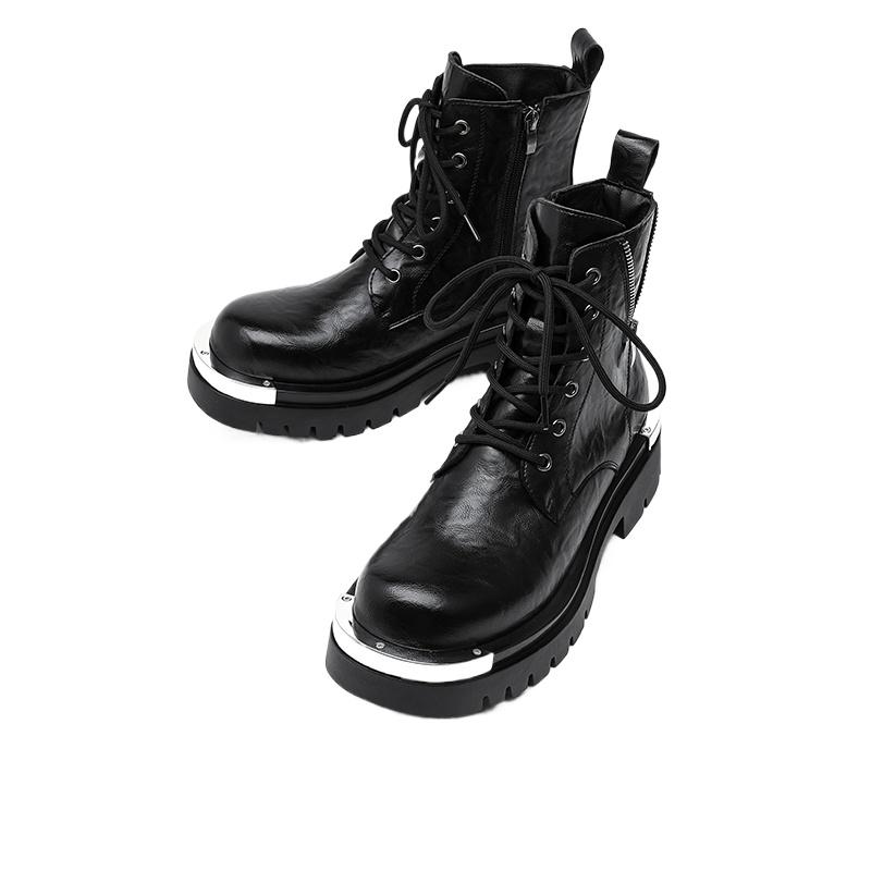 Fashion High Quality Men's Casual Leather Thick Bottom Boot Fashion Outdoor Non-slip Designer High Top Work Ankle Boots Motorcycle Shoes