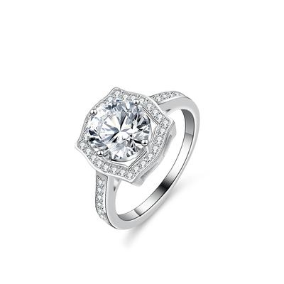 S925 Silver Ring 2ct Moissanite and Moissanite Diamond Women's Engagement Ring Wedding Ring Gift for Girlfriend