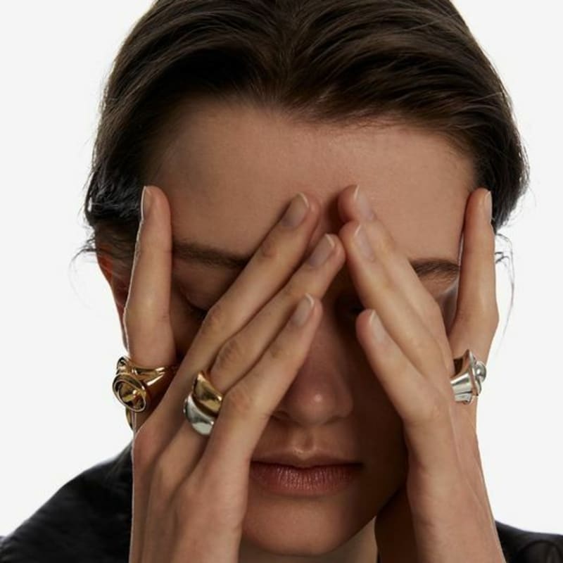 Invisible collage DOUBLE CAP RING_GOLD Double cap ring gold