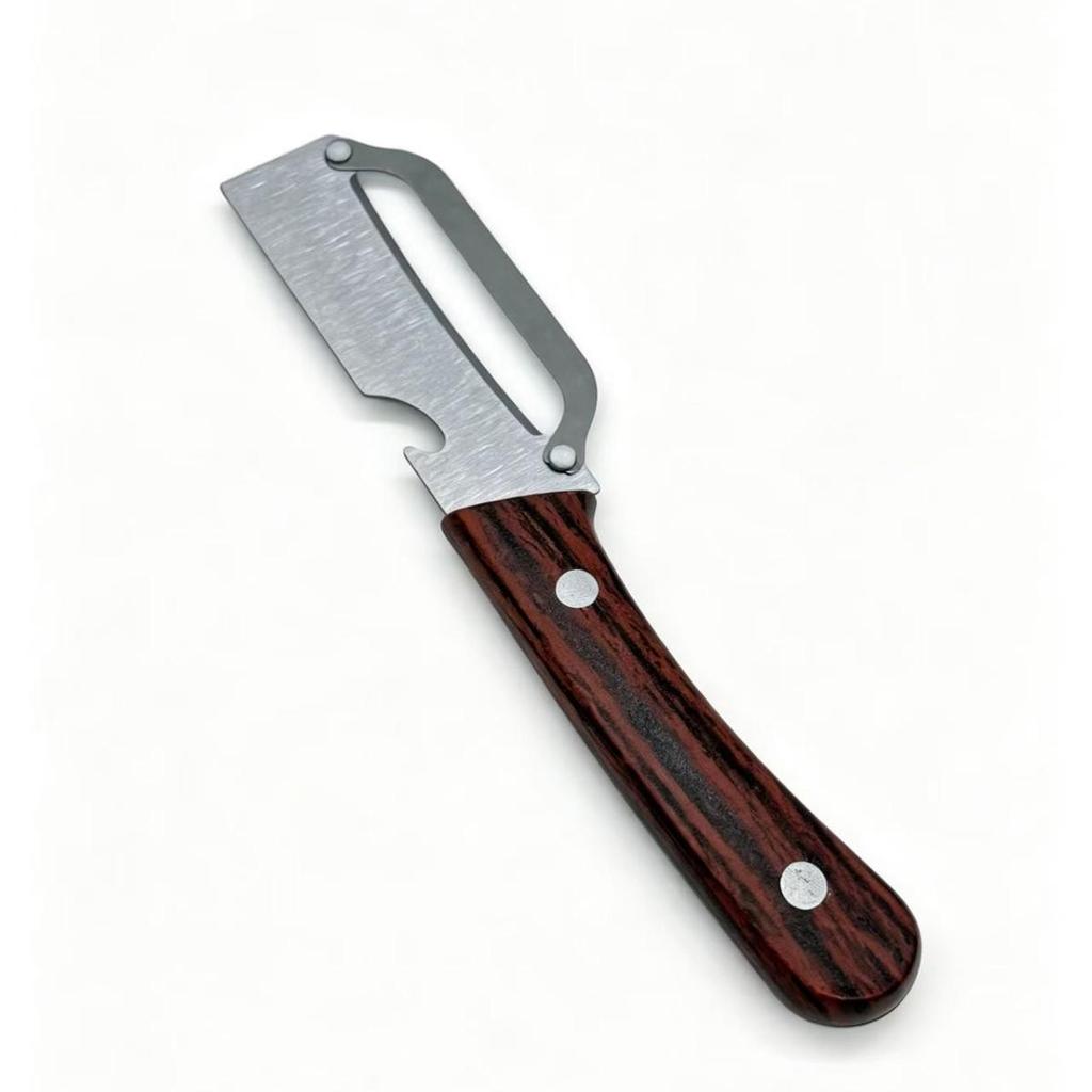 Multi-functional Wooden Handle Stainless Steel Peeler & Melon/Scallion Slicer