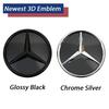 C200 E200 New 2025 For Mercedes Benz Front Grille Star Badge ABS Chrome Silver Black Illuminated OEM Emblem For Mercedes Benz GL