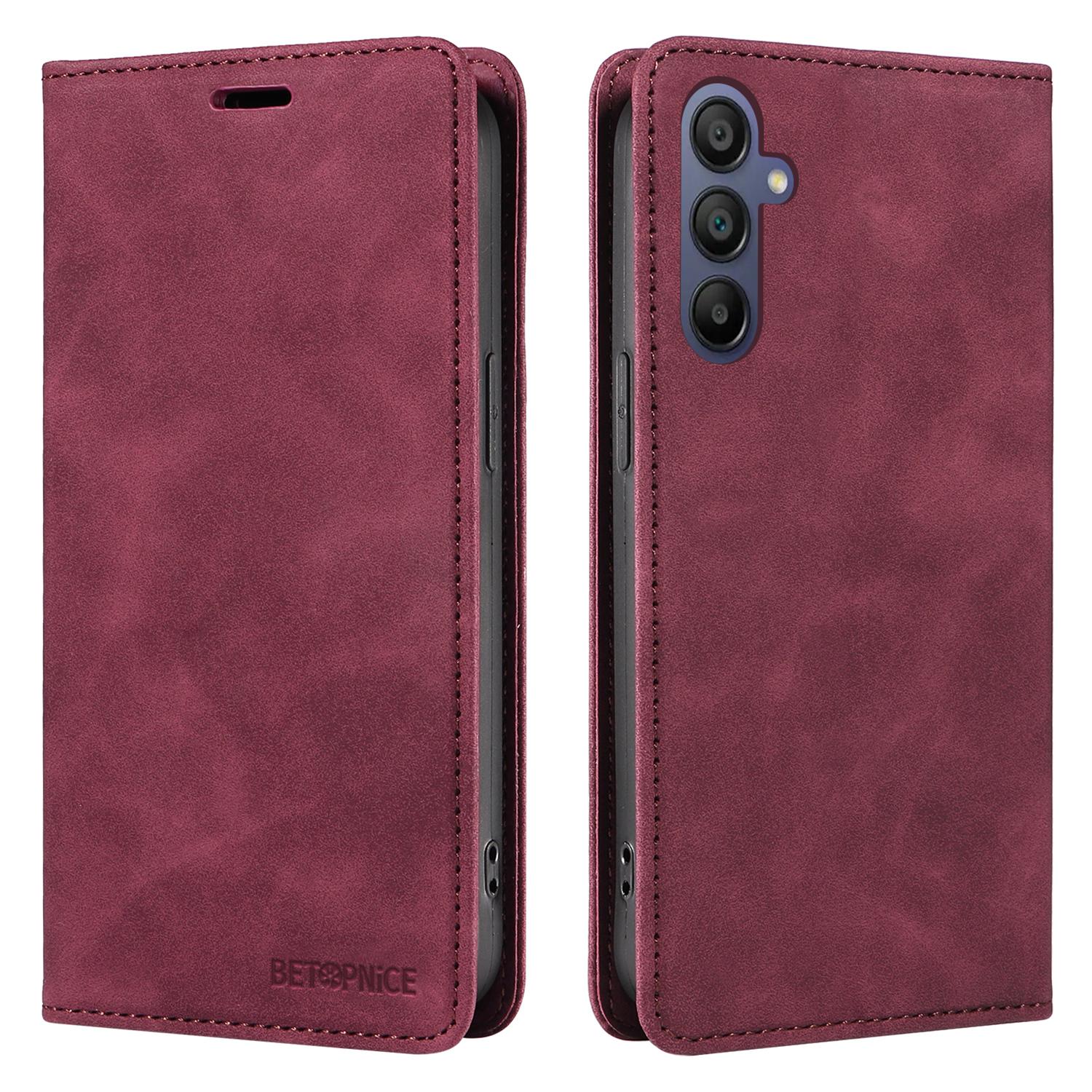 

BETOPNICE 003 For Samsung Galaxy A17 5G/A26 5G/A16 5G/A16 4G Stand Case Anti-Scratch Leather Wallet Phone Cover Red