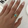 Vintage Stone Layered Stainless Steel Rings for Women Elegant Gold Plated Adjustable Ethnic Statement Ring Party Jewelry Gift