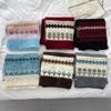 Floral Embellishment Jacquard Knit Scarf Warm Thermal Neck Warmer Retro Woolen Scarf Autumn Winter