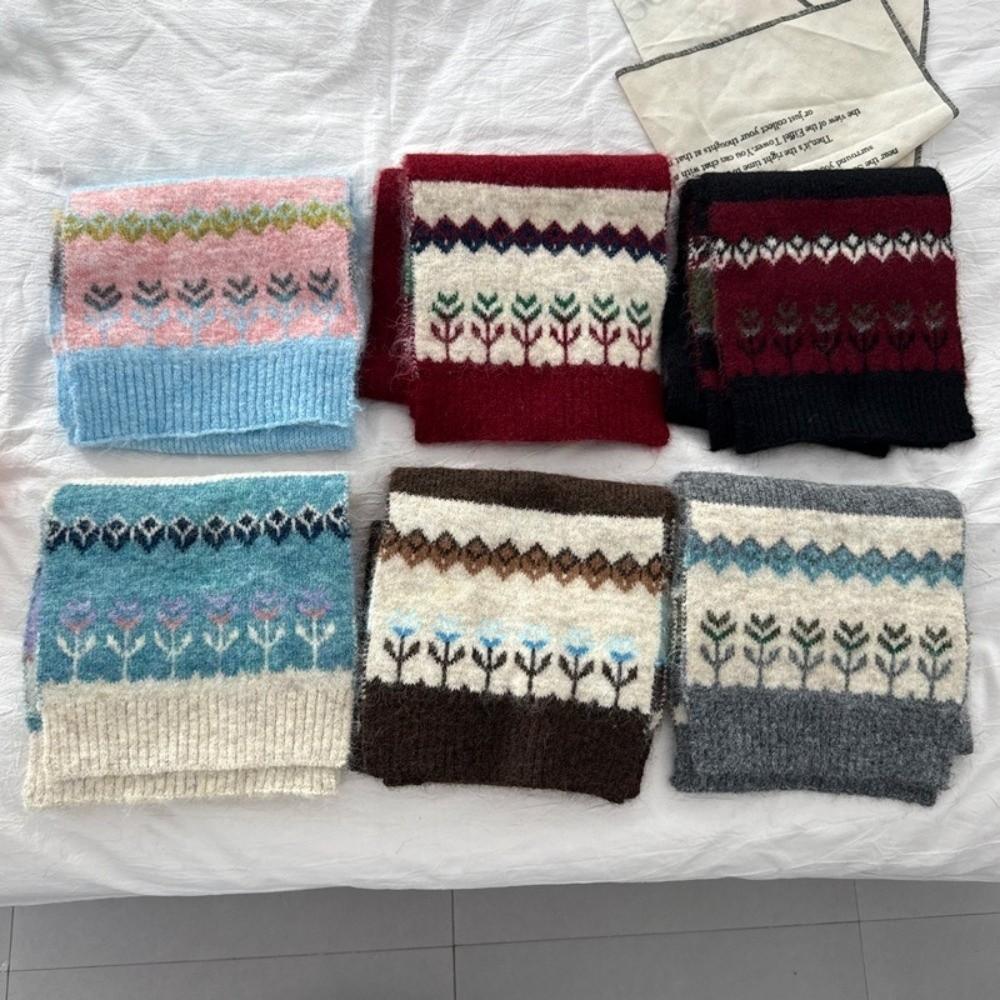 Neck Protection Woolen Scarf Warm Winter Scarf Fashion Jacquard Knit Scarf Autumn Winter