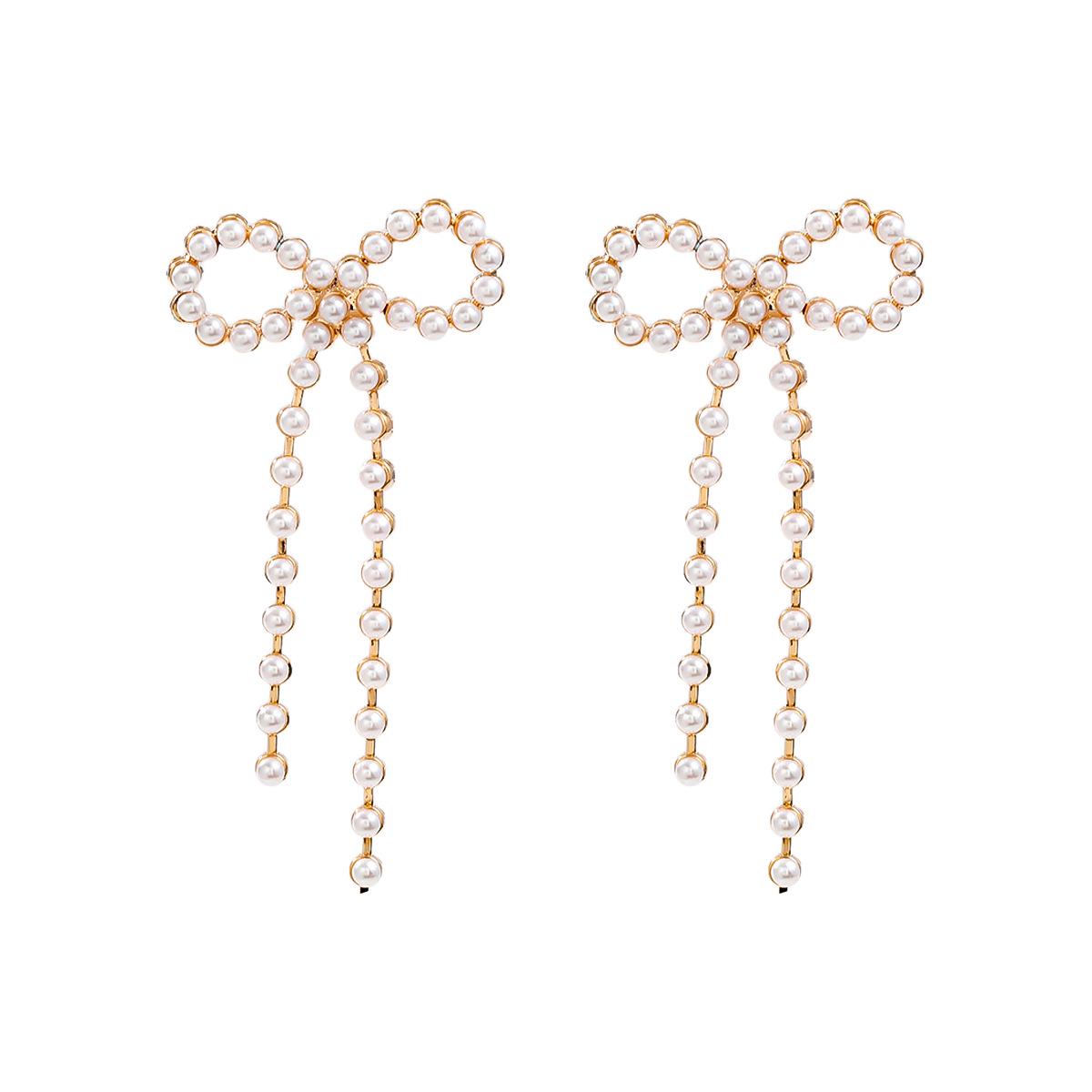 

2024 Европейские и Американские Роскошные Серьги-Банты С Жемчугом Для Женщин - Свадебные Украшения золотой