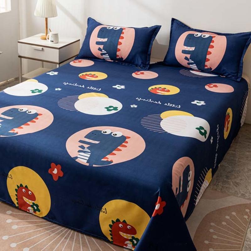 Flat Sheets Brushed Four Seasons Washed Cotton Breathable Bedding Mechanical Wash Simple Bedroom Skin-friendly Cartoon Sheet New
