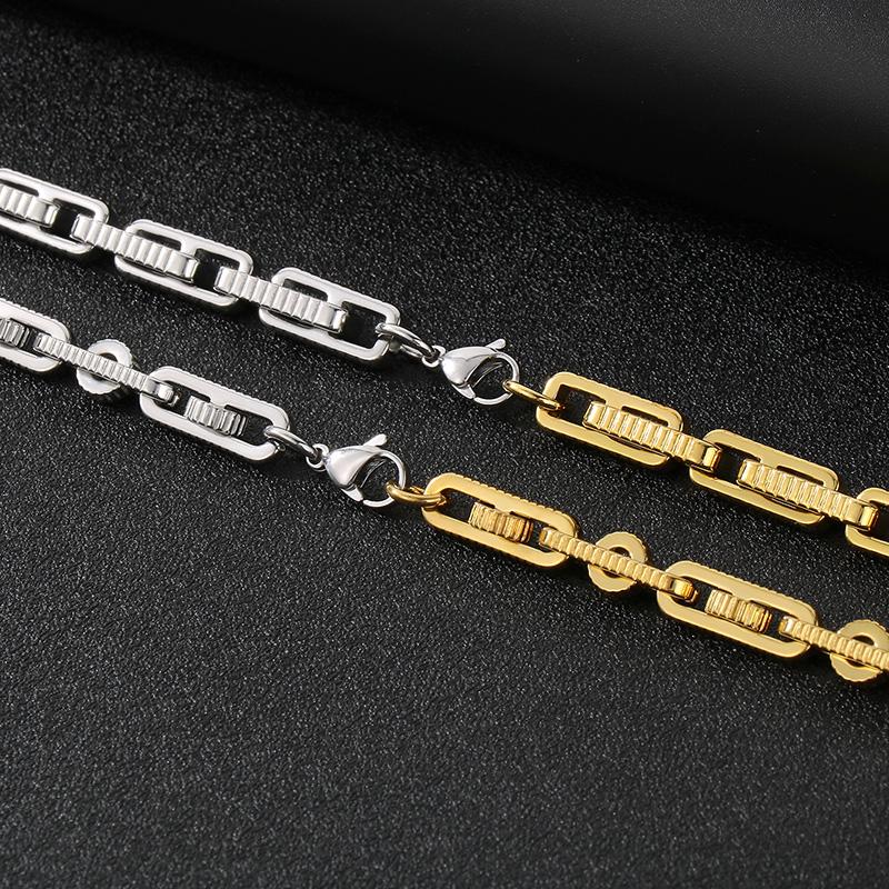 Trendy Stainless Steel Wheel Link Chain Bracelets for Men 8mm Wide Personalized Gold Color Accessories Biker Party Jewelry Gift