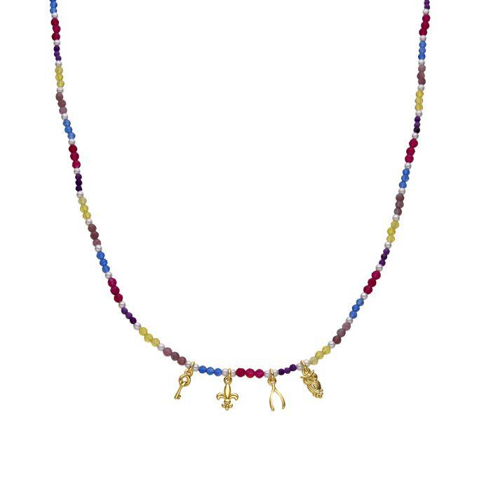 Luxenter Collier En Argent 925 Et Finition On or 18 Carats Avec Cristaux Multicolores - Busde