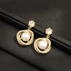 South Korea Dongdaemun S925 Silver Needle French Natural Pearl Earrings Simple New Short Earrings Feminine Jewelry