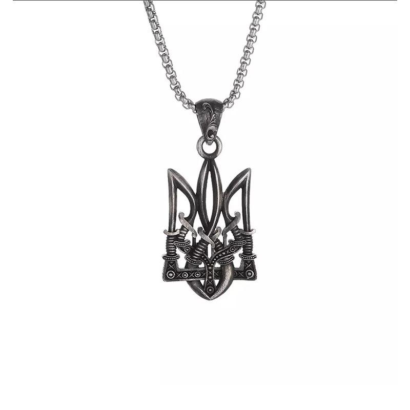 Fashion trend, versatile, personality, domineering, sea king, trident, pendant necklace, light luxury, trendy and cool