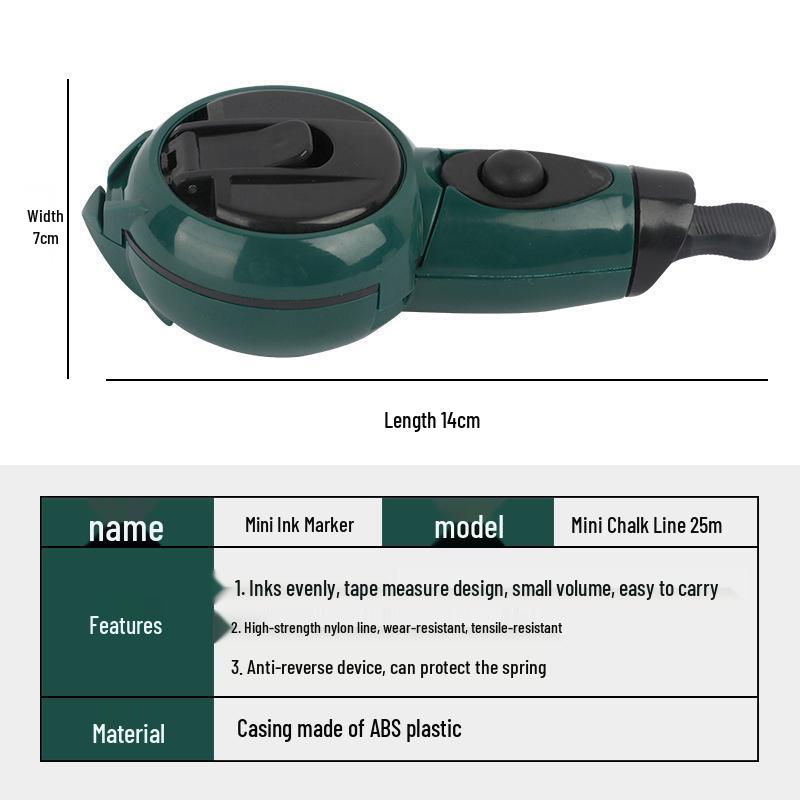 

Helis Hand-Cranked Ink Marker: Drop-Resistant Chalk Line Tool for Woodworking and Construction