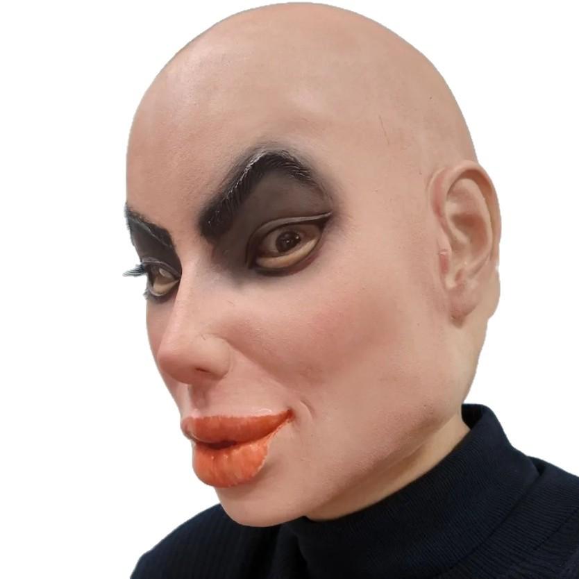 Lateks maske Cadılar Bayramı başlığı, güzellik başlığı, yaratıcı maske, lateks kel güzellik başlığı, takılabilir