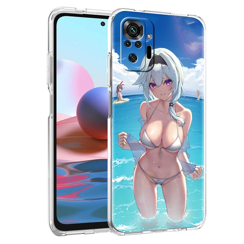 Pouzdro Genshin Impact Hentai Sexy Girl pro Xiaomi Poco X3 NFC M3 F3 Redmi Note 10 9S 9 8 Pro 7 8T 9C 9A 8A K40 Průhledný kryt