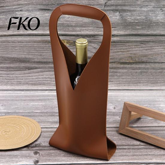 Single Wine Carrier Faux Leather Tote Bag, Portable Pouch, Waterproof Durable Bottle Holder Protector Sleeve for Champagne Beer Bag