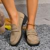 Chaussures Mocassins en Daim pour Femmes Grande Taille 2026 Style Britannique - Semelle Épaisse, Slip-on Plates, Chaussures Décontractées Confortables et Polyvalentes