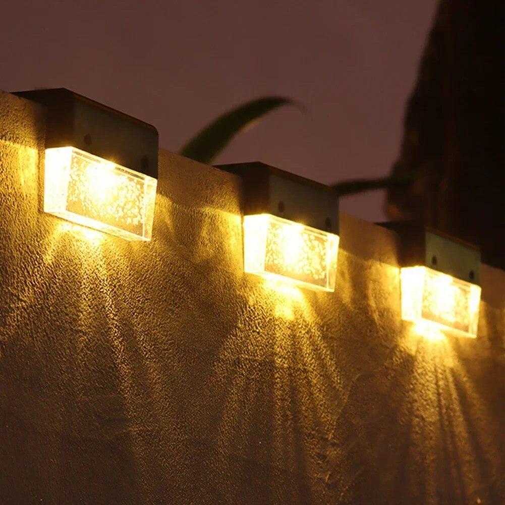 

Солнечные палубные фонари, уличное светодиодное освещение для сада, водонепроницаемая лестница, патио, дорожка, двор, забор, настенный светильник, украшение, пузырьковая лампа