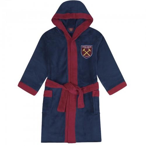 West Ham United FC Mens Crest Fleece Contrast Trim Dressing Gown