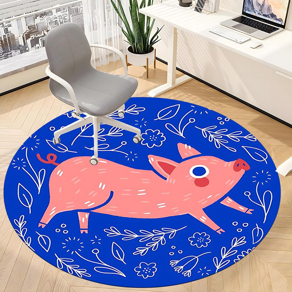 1pc Piggy Pattern Chair Carpet for Office Non Slip, Lightweight, Machine Washable Rug for Office Holiday Decor