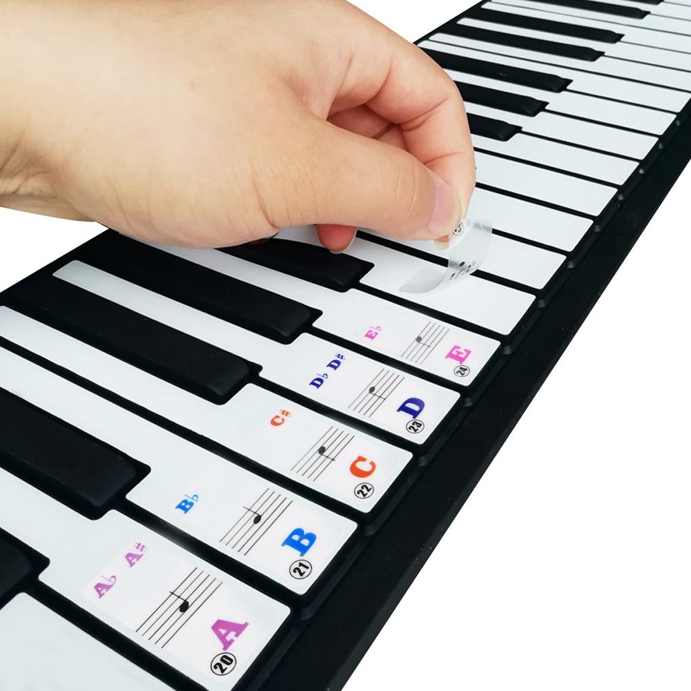 Piano Keys Sticker Set for 61 Keyboard Avtakbart for nybegynnere Transparent
