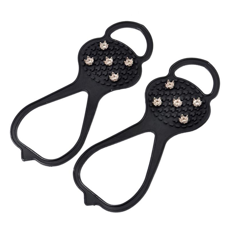 5 Teeth Ice Gripper For Shoes Women Men Crampons Ice Gripper Spike Grips Cleats For Snow Studs Non-Slip Climbing Hiking Covers