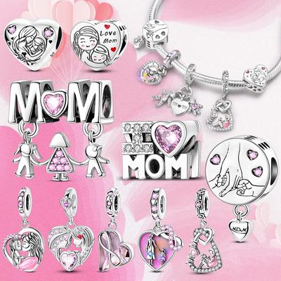 Muttertag Kupfer Herzform Anhänger Perlen Passend für Original Armband DIY Schwester Mutter Liebe Freundschaft Anhänger Geschenk
