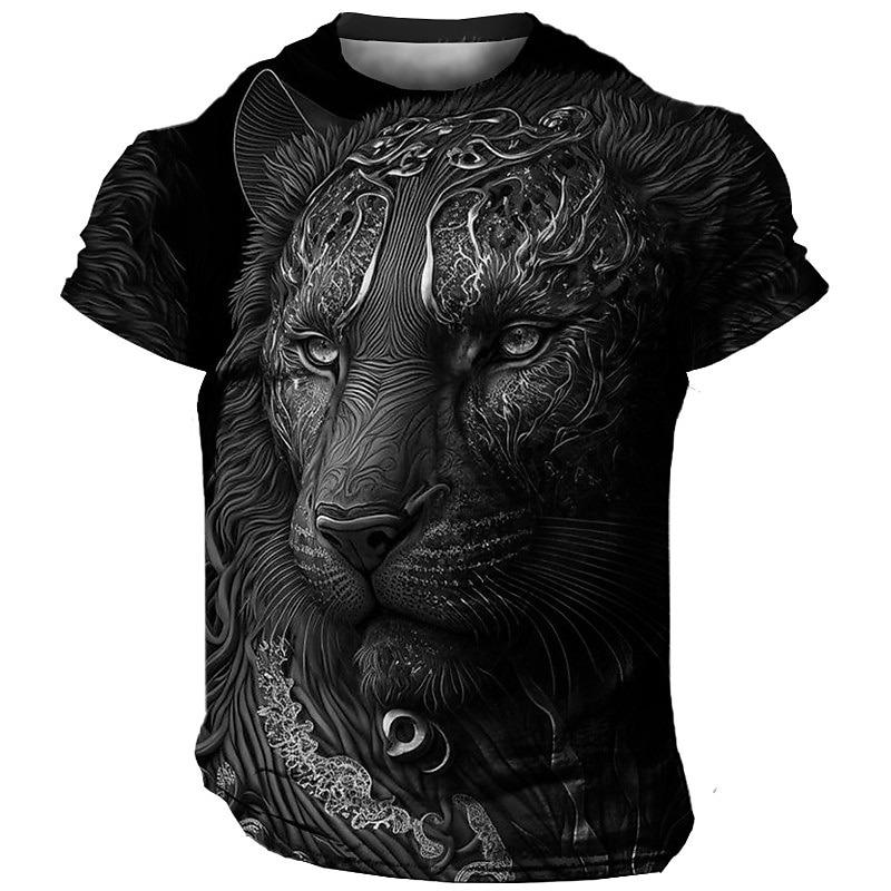 2026 Men's Animal Fierce Tiger Stripe T shirt 3D Print Short Sleeve T-shirt Outdoor Sports Top Oversized Casual Daily Streetwear