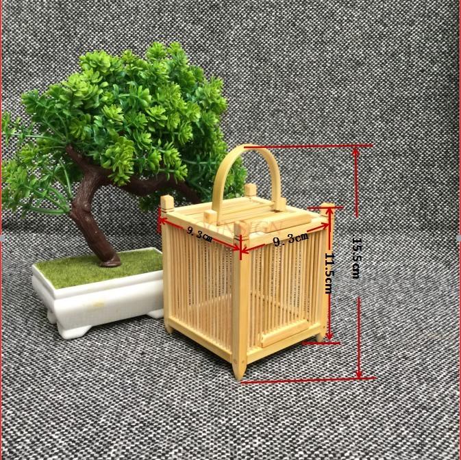 Natural Bamboo Products Encrypted Grasshopper Cage Retro Handmade Single Grid