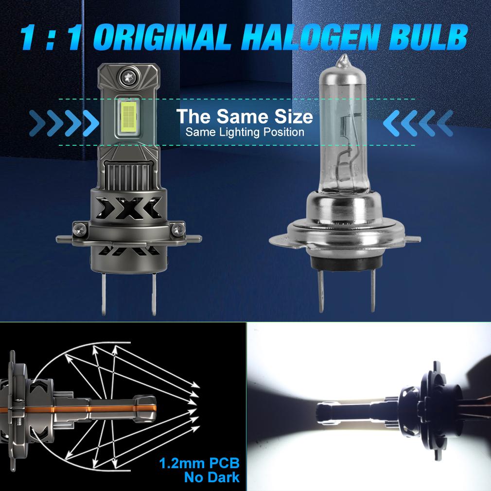 2 Stück H7 LED Scheinwerfer Canbus Birnen Mini Kabellos 36000LM 80W 6500K CSP für Autoscheinwerfer Auto Turbo Lampen LED Automobil Plug&Play Licht 12V