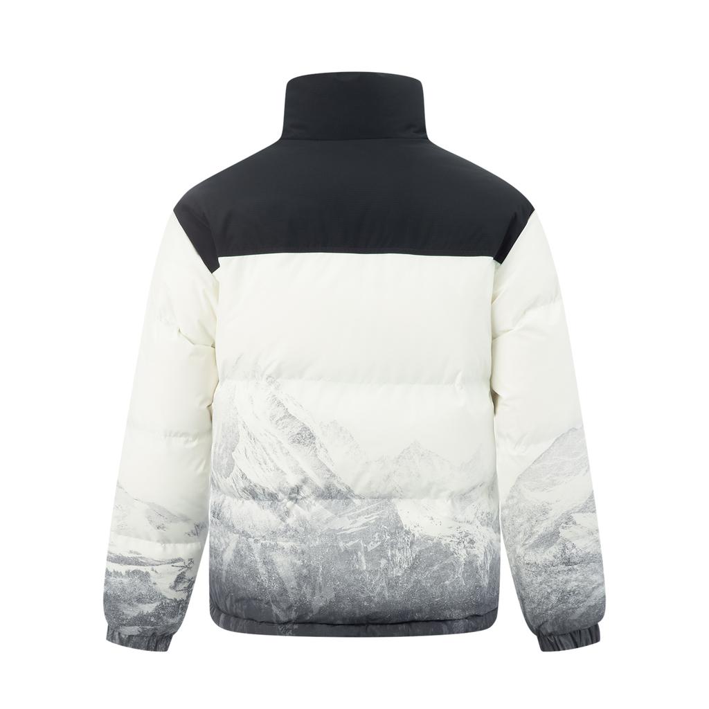 Li Ning Sports Lifestyle Series Simple Casual Versatile Comfortable Warm Short Stand Collar Down Jacket Unisex Outerwear Off-White Black AYMV433-4