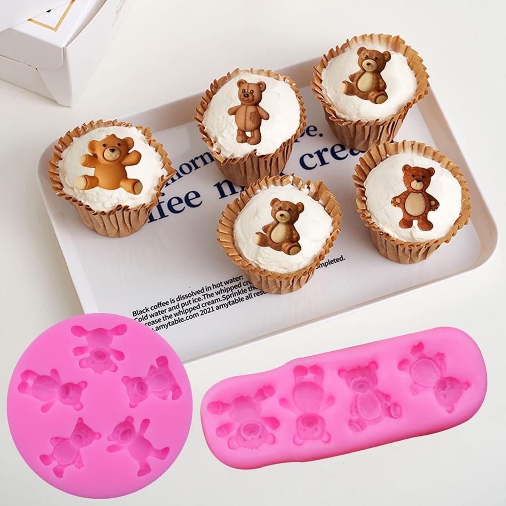 3 Pieces Bear Silicone Mold Valentine’s Day Fondant Mold Cute Bear Chocolate Fondant Mold for Chocolate Candy Gum Paste Crafting Polymer Clay Cake