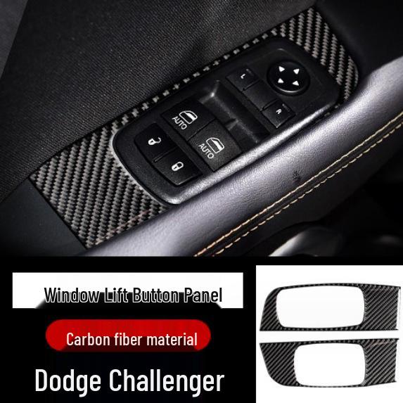 Dodge Challenger Carbon Fiber Interior Upgrade Kit - Steering Wheel, Door, Console, Headlight Decals