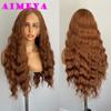 AIMEYA Burgundy Lace Wig Long Body Wave Synthetic Hair Glueless 13x4 Lace Front Wig for Women Wine Red Wigs Daily Wear Cosplay