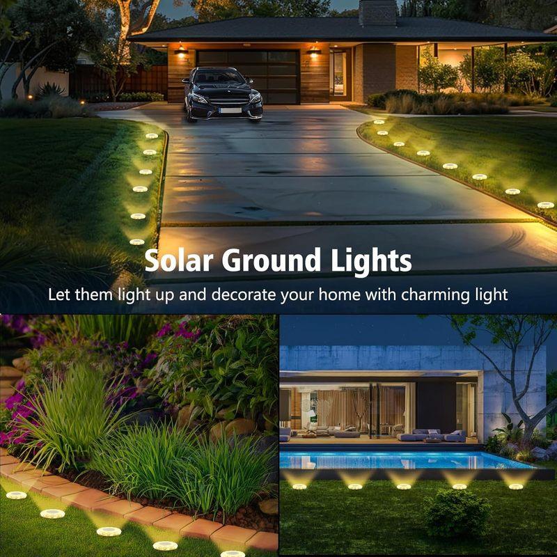4/8/16PCS Solar Lights Outdoor 8 LED Solar Underground Lamp Spotlight Warm White Solar Buried Light for Yard Garden Lawn Pathway