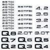 2026 Glossy Black ABS Numbers Letters Emblem for Audi Q2 Q3 Q4 Q5 Q6 Q7 Q8 1.9TDI/30 40TFSI 2.0T - Fit Fender/Trunk/Rear Logo Sticker