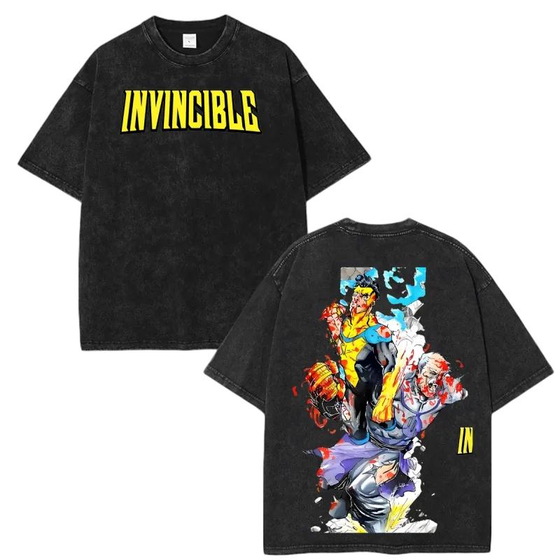 2026 New Invincible Grand Regent Thragg Unisex Washed Shirt Summer Vintage 100cotton Y2k Mens Fashion Oversize Graphic Tshirt