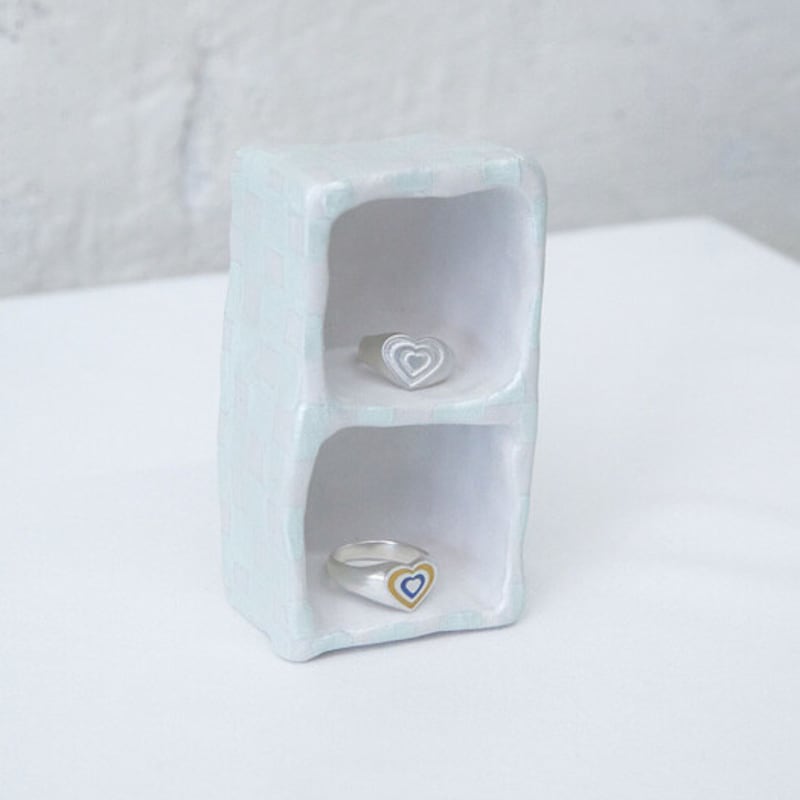 fillow puffy double heart ring