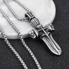 Hip Hop Vintage Titanium Steel Necklace, Necklace, Cross Skull Pendant Men