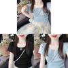 Pure Blue Ice Silk Sleeveless Short Sleeve Top For Summer Women