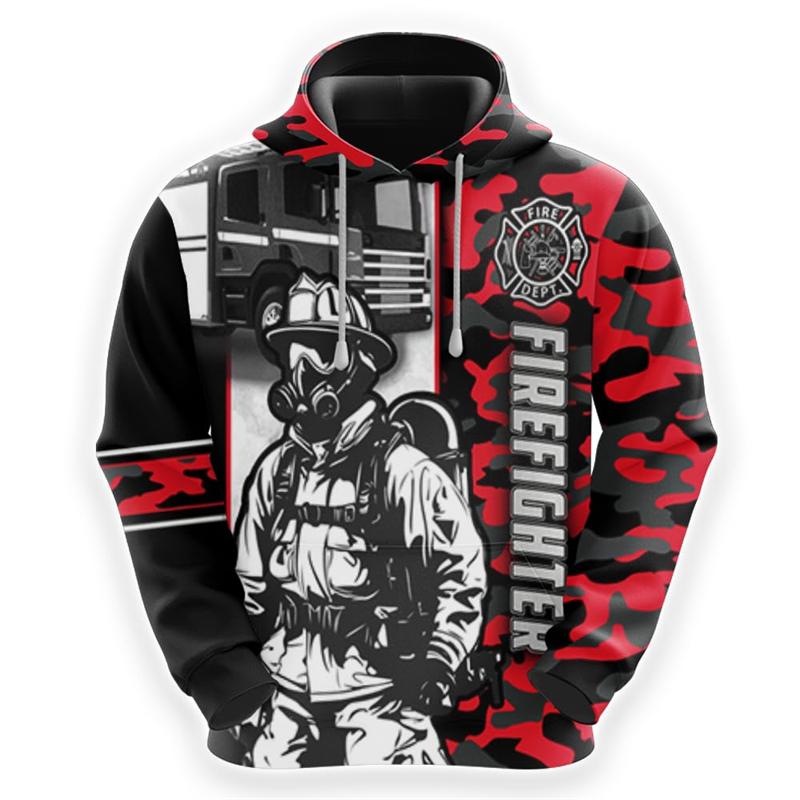 Fashion Firefighter Hero Profession Graphic Sweatshirts Fashion Male Pullovers Streetwear Fireman Work Sweatshirts Harajuku Tops