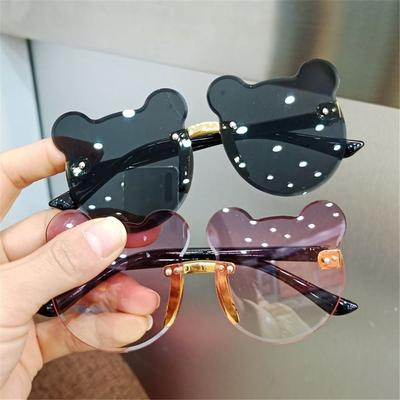 Cute Cartoon Bear Kids Sunglasses Uv400 Rimless Children Sun Glasses Beach Outdoors Eyewear For Boys Girls