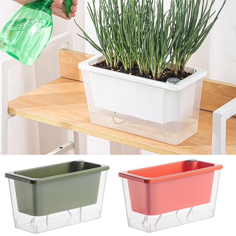 Balcony Vegetable Pot Narrow Rectangular Succulents Trough Planting Flower Pot Home Window Lazy Self-watering Flower Pot