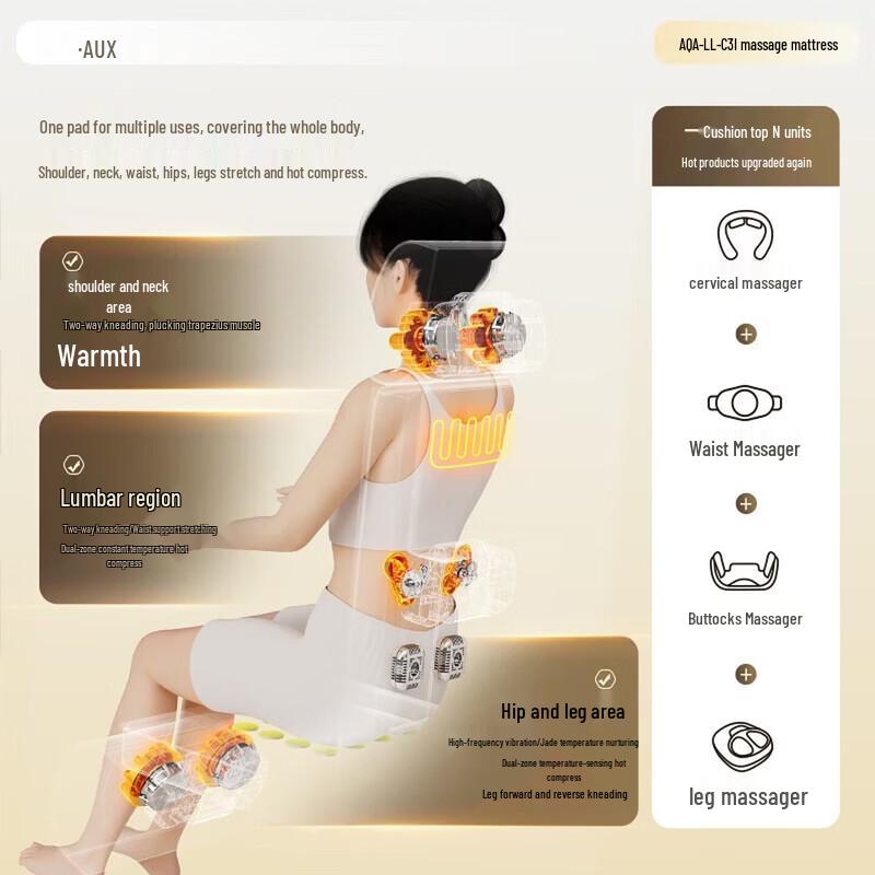 Aux Lumbar Airbag Massage Cushion CN Plug (adapter Included)