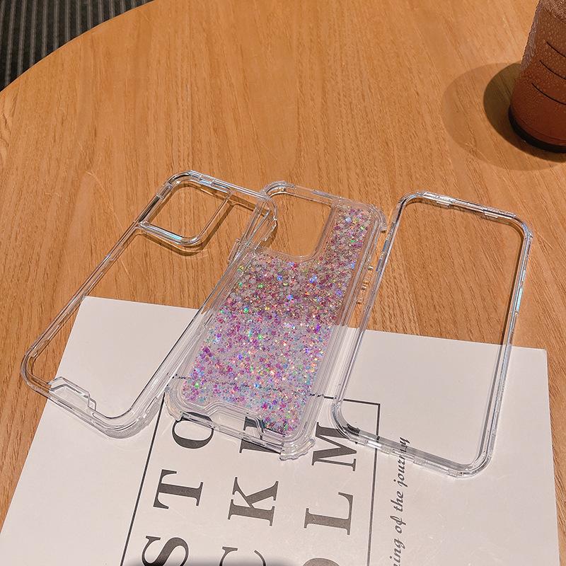 For IPhone14 Promax Mobile Phone Case Three-in-one Luminous Glitter Glue Anti-fall and Shock-proof