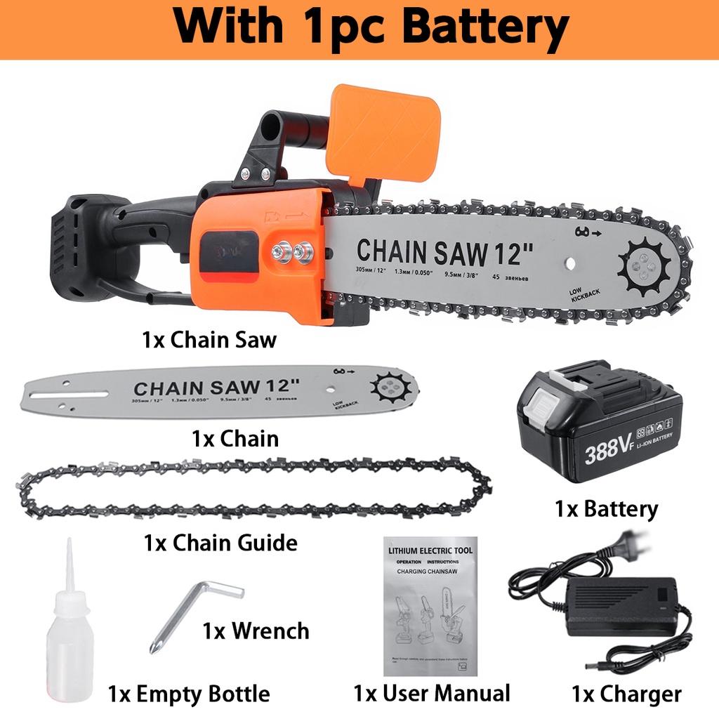 3000W Cordless Electric Chain saw 12Inches Garden Woodworking Power Tool Brushless Motor Wood Cutter For 18V Battery