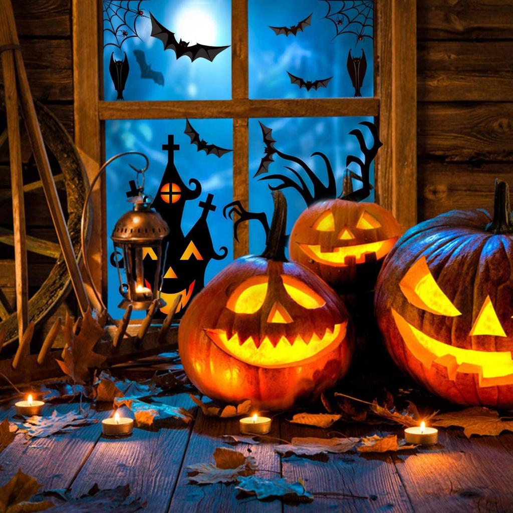 1 zestaw 4 szt. naklejek na Halloween Horror Atmosphere Naklejki dekoracyjne na okna Naklejki ścienne z PVC