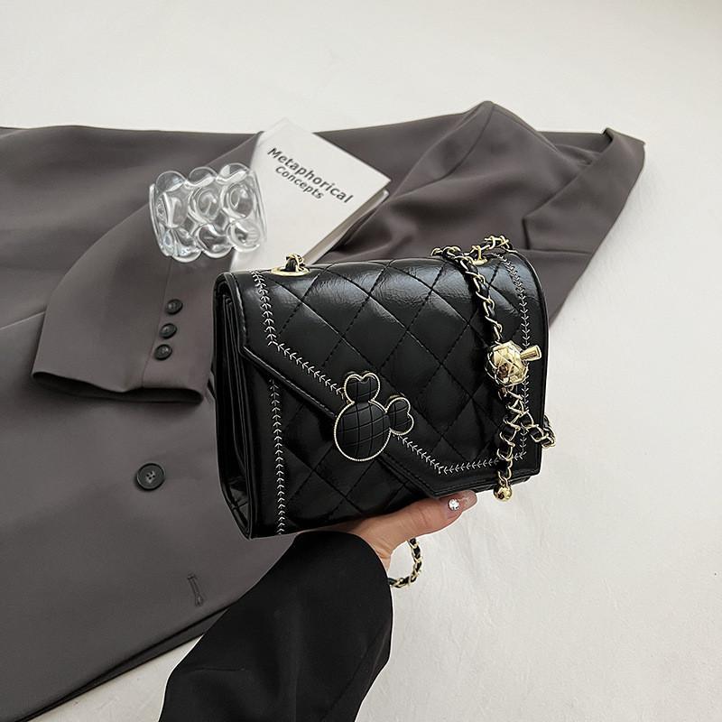 Stylish Small Style Bag 2023 New Winter High-end Diamond Chain Bag Simple Crossbody Bag Women чёрный