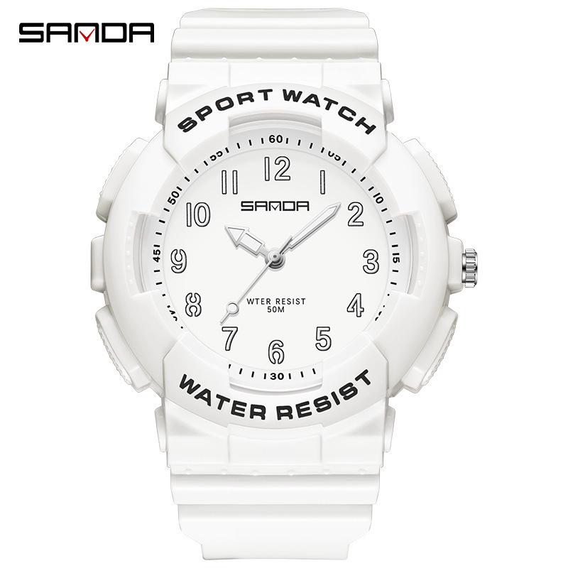 Sanda Waterproof Luminous Quartz Sports Watch for Students белый
