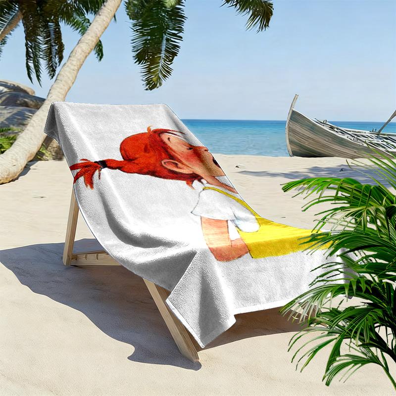 Asciugamano da Spiaggia con Stampa di Pippi Calzelunghe, Asciugamano Grande Morbido ad Asciugatura Rapida per Spiaggia Campeggio Nuoto